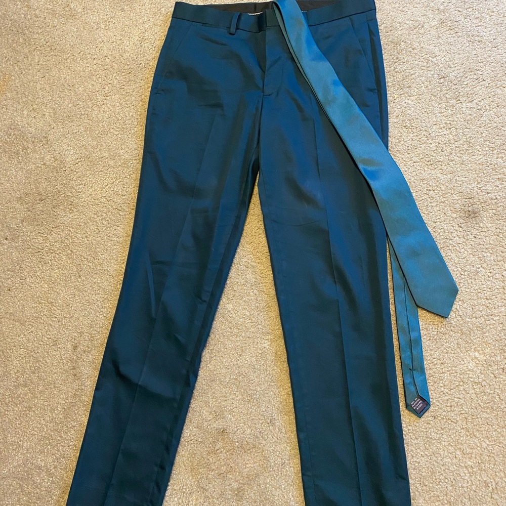 Express Dark teal dress pants and matching tie